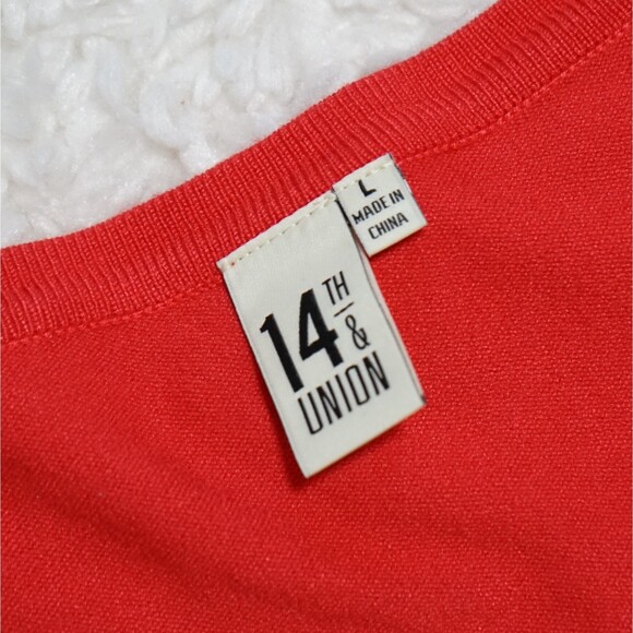 NEW 14th & Union Red Cardigan 3/4 Sleeve Size L in Womens - Picture 2 of 7